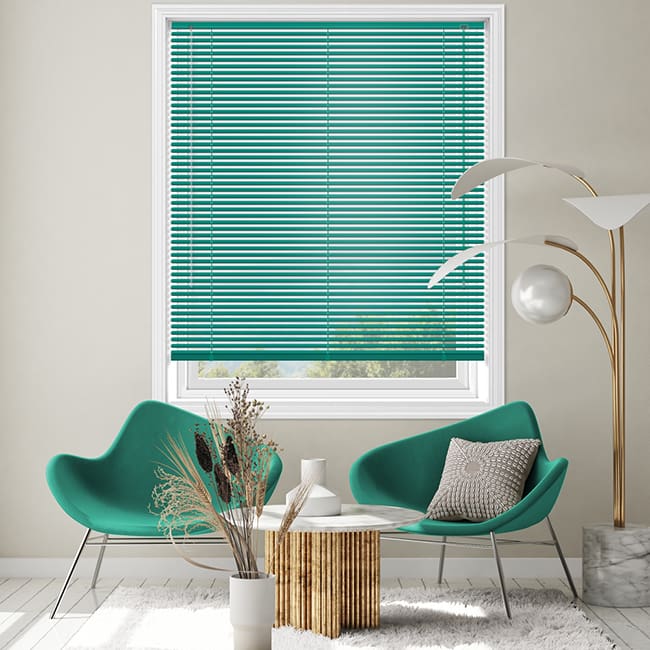 Modern aluminium blinds in a living room