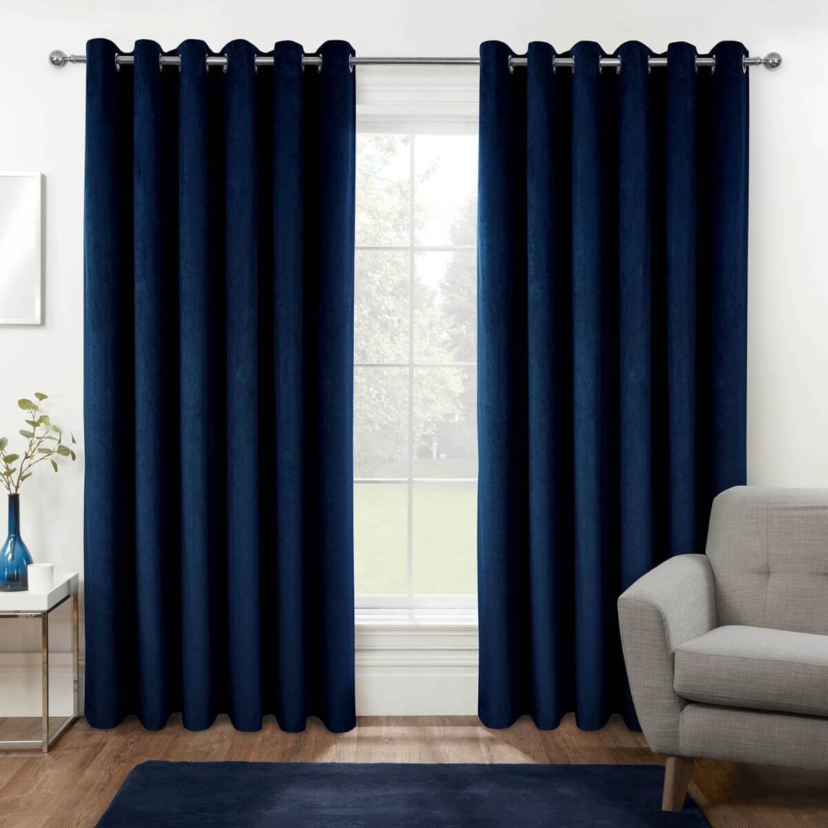 Luxury velvet blackout curtains in a bedroom